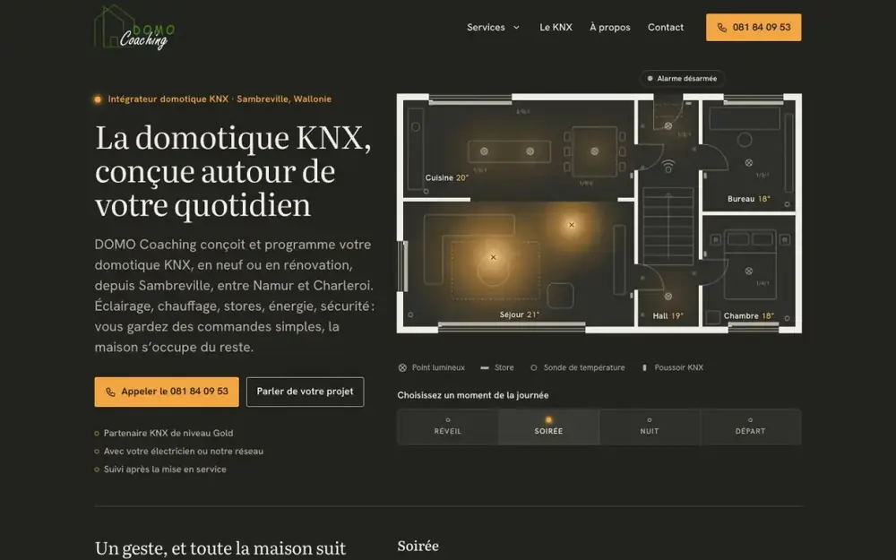 Aperçu du site de DOMO Coaching, domotique KNX à Sambreville