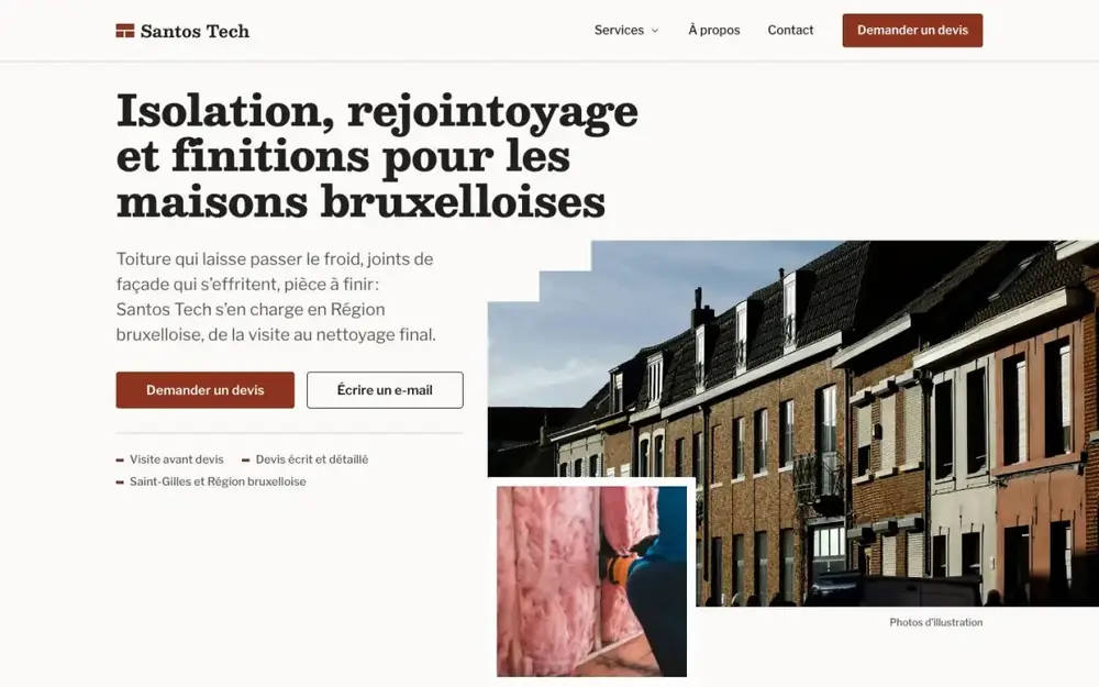 Aperçu du site de Santos Tech, isolation et rénovation à Saint-Gilles