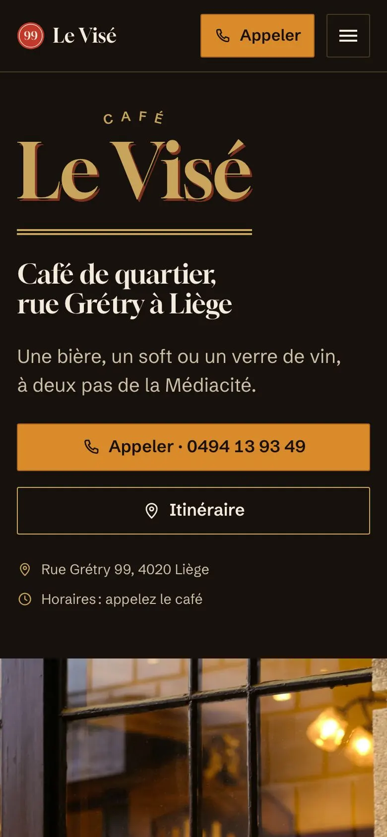 Aperçu du site du café Le Visé à Liège, sur téléphone